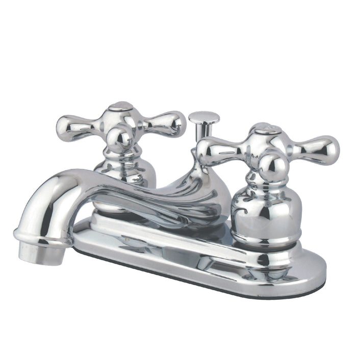 Kingston Heirloom GKB601AX - Restoration Double-Handle 3-Hole Deck Mount 4-Inch Centerset Bathroom Faucet with Pop-Up Drain, Polished Chrome