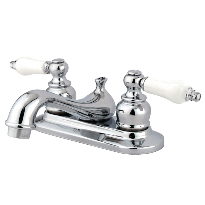 Kingston Heirloom GKB601B - Restoration Double-Handle 3-Hole Deck Mount 4-Inch Centerset Bathroom Faucet with Pop-Up Drain, Polished Chrome