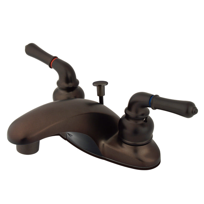 Kingston Tulare GKB625 - Magellan Double-Handle 3-Hole Deck Mount 4-Inch Centerset Bathroom Faucet with Pop-Up Drain, Oil Rubbed Bronze
