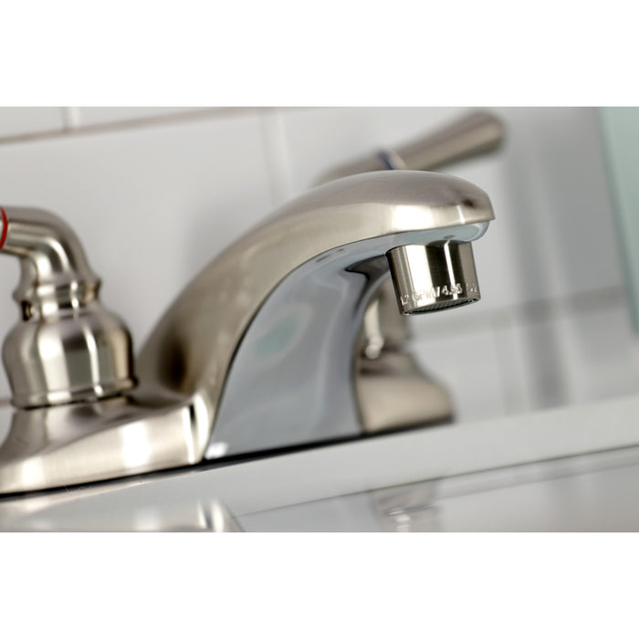 Kingston Tulare GKB628LP - Magellan Double-Handle 3-Hole Deck Mount 4-Inch Centerset Bathroom Faucet, Brushed Nickel