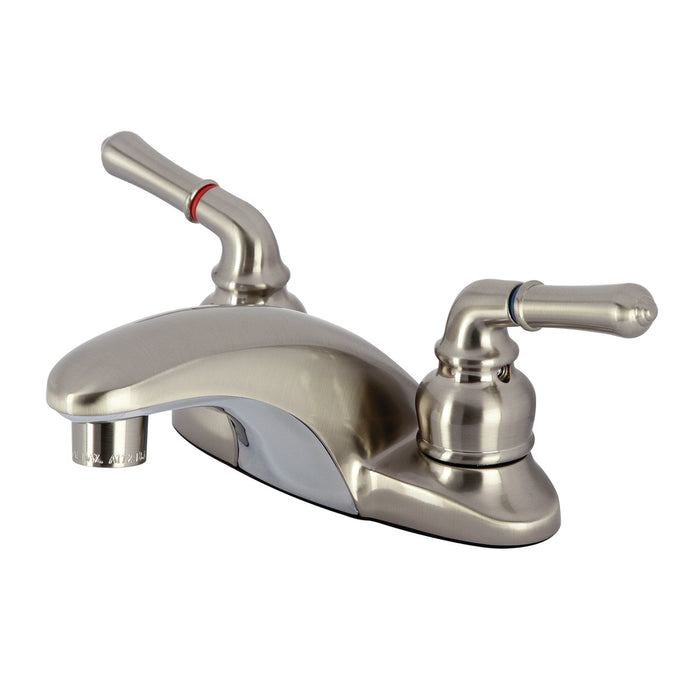 Kingston Tulare GKB628LP - Magellan Double-Handle 3-Hole Deck Mount 4-Inch Centerset Bathroom Faucet, Brushed Nickel