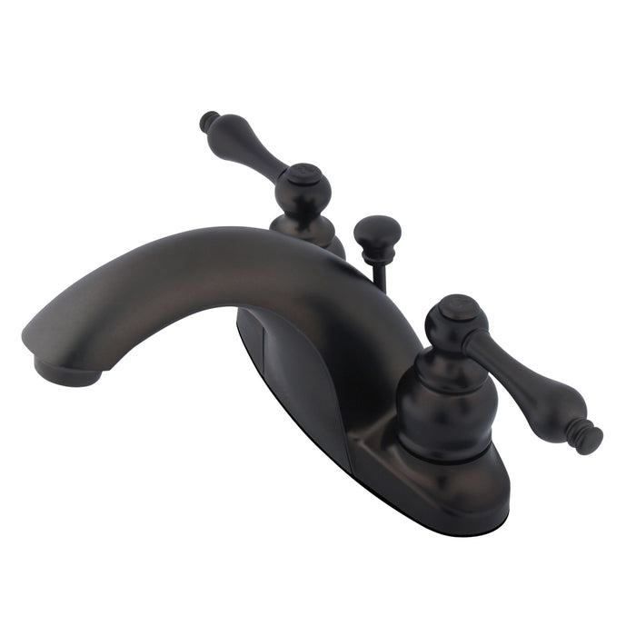 Kingston Heirloom GKB7645AL - English Country Double-Handle 3-Hole Deck Mount 4-Inch Centerset Bathroom Faucet with Pop-Up Drain, Oil Rubbed Bronze