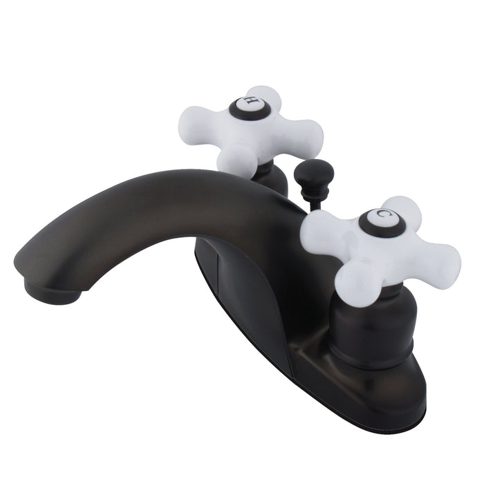 Kingston Tulare GKB7645PX - English Country Double-Handle 3-Hole Deck Mount 4-Inch Centerset Bathroom Faucet with Pop-Up Drain, Oil Rubbed Bronze