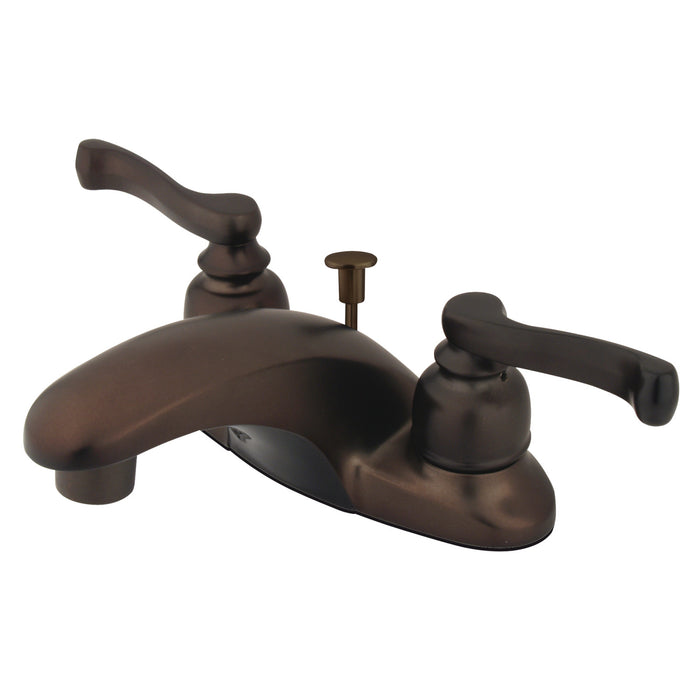 Kingston Tulare GKB8625FL - Royale Double-Handle 3-Hole Deck Mount 4-Inch Centerset Bathroom Faucet with Pop-Up Drain, Oil Rubbed Bronze
