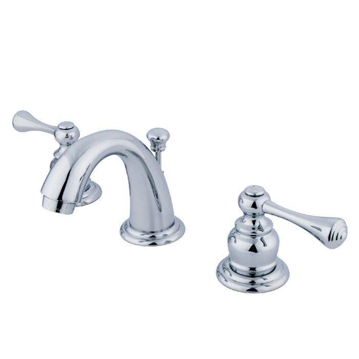 Kingston Tulare GKB911BL - Vintage Two-Handle 3-Hole Deck Mount Widespread Bathroom Faucet with Pop-Up Drain, Polished Chrome