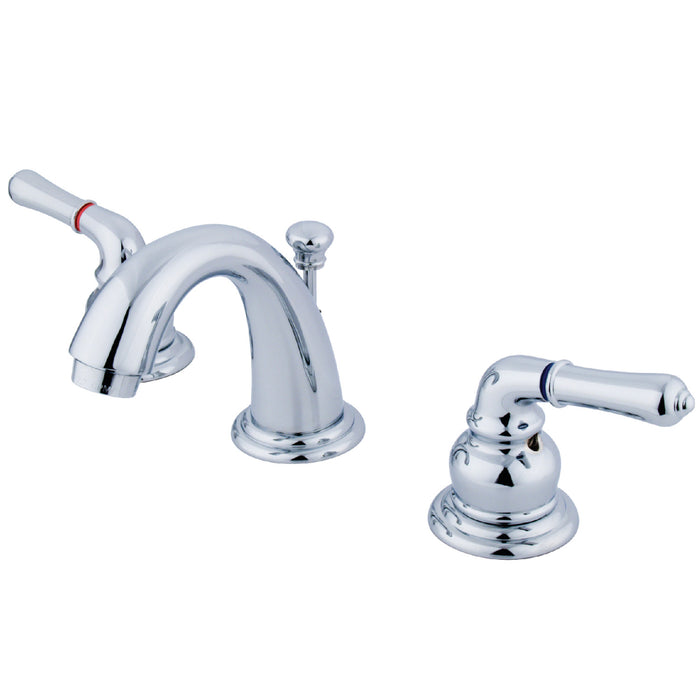 Kingston Tulare GKB911 - Magellan Two-Handle 3-Hole Deck Mount Widespread Bathroom Faucet with Pop-Up Drain, Polished Chrome