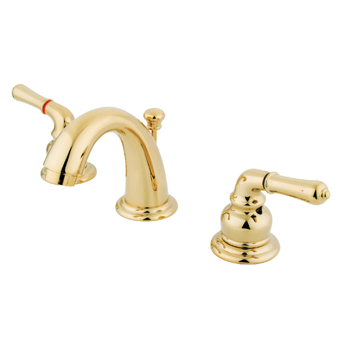 Kingston Tulare GKB912 - Magellan Two-Handle 3-Hole Deck Mount Widespread Bathroom Faucet with Pop-Up Drain, Polished Brass