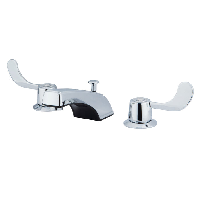 Kingston Vista GKB931 Two-Handle 3-Hole Deck Mount Widespread Bathroom Faucet with ABS Pop-Up Drain, Polished Chrome
