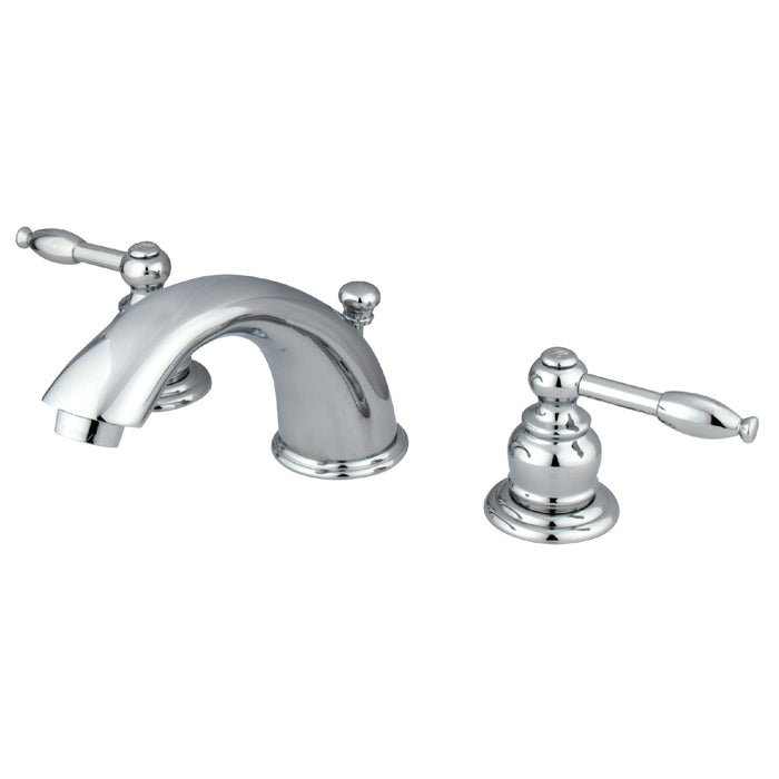 Kingston Heirloom GKB961KL - Knight Two-Handle 3-Hole Deck Mount Widespread Bathroom Faucet with Pop-Up Drain, Polished Chrome