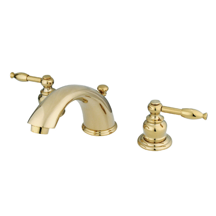 Knight GKB962KL Two-Handle 3-Hole Deck Mount Widespread Bathroom Faucet with Plastic Pop-Up, Polished Brass