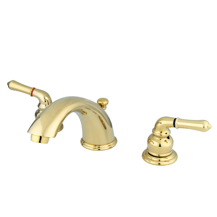 Magellan GKB962 Two-Handle 3-Hole Deck Mount Widespread Bathroom Faucet with Plastic Pop-Up, Polished Brass