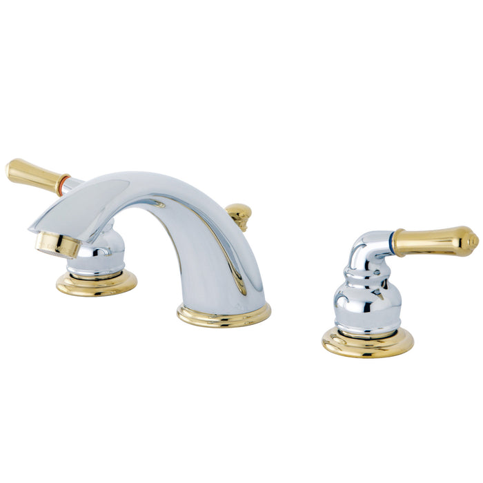 Magellan GKB964 Two-Handle 3-Hole Deck Mount Widespread Bathroom Faucet with Plastic Pop-Up, Polished Chrome/Polished Brass