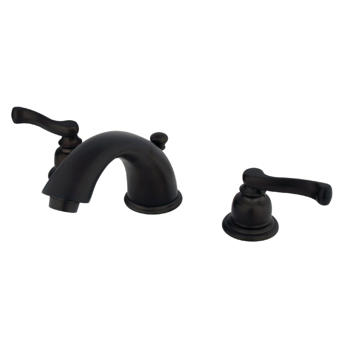 Kingston Tulare GKB965FL - Royale Two-Handle 3-Hole Deck Mount Widespread Bathroom Faucet with Pop-Up Drain, Oil Rubbed Bronze