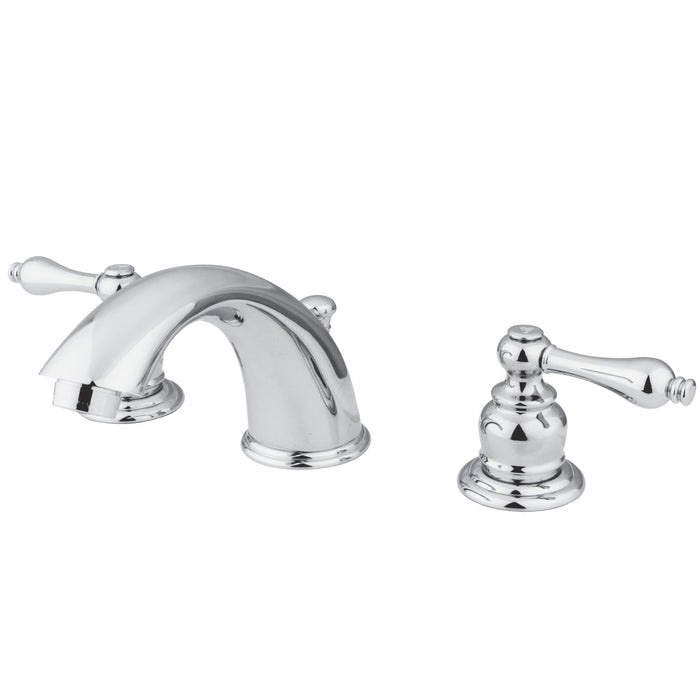 Kingston Heirloom GKB971AL - Victorian Two-Handle 3-Hole Deck Mount Widespread Bathroom Faucet with Pop-Up Drain, Polished Chrome