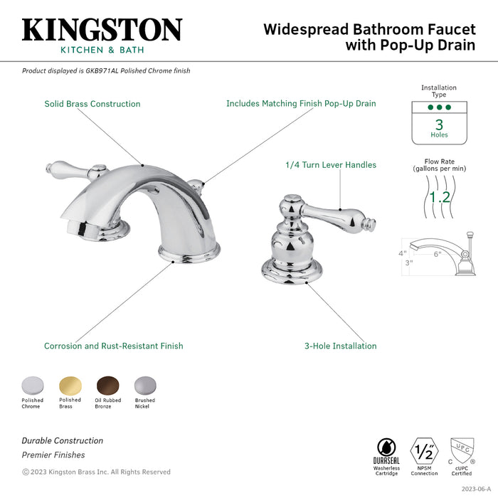 Victorian GKB975AL Two-Handle 3-Hole Deck Mount Widespread Bathroom Faucet with Plastic Pop-Up, Oil Rubbed Bronze