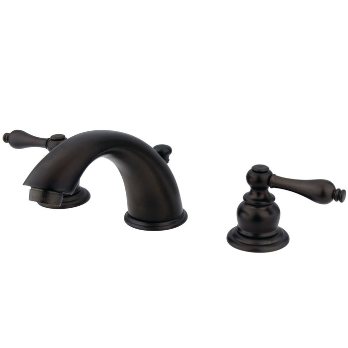 Kingston Heirloom GKB975AL - Victorian Two-Handle 3-Hole Deck Mount Widespread Bathroom Faucet with Pop-Up Drain, Oil Rubbed Bronze
