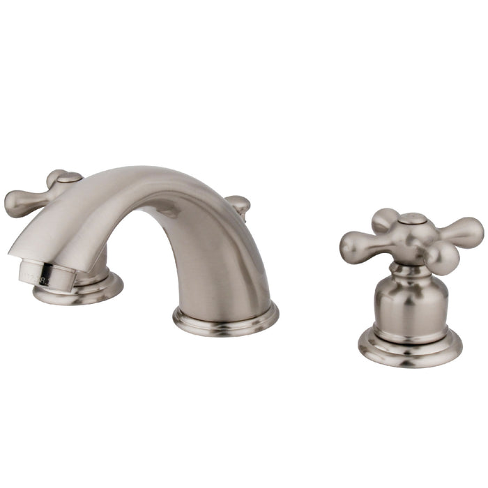 Victorian GKB978X Two-Handle 3-Hole Deck Mount Widespread Bathroom Faucet with Plastic Pop-Up, Brushed Nickel