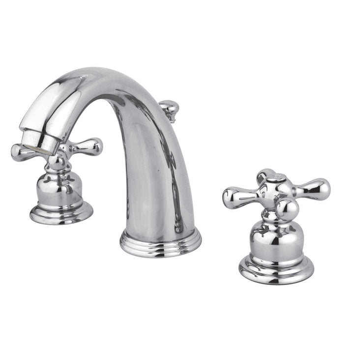 Victorian GKB981AX Two-Handle 3-Hole Deck Mount Widespread Bathroom Faucet with Plastic Pop-Up, Polished Chrome