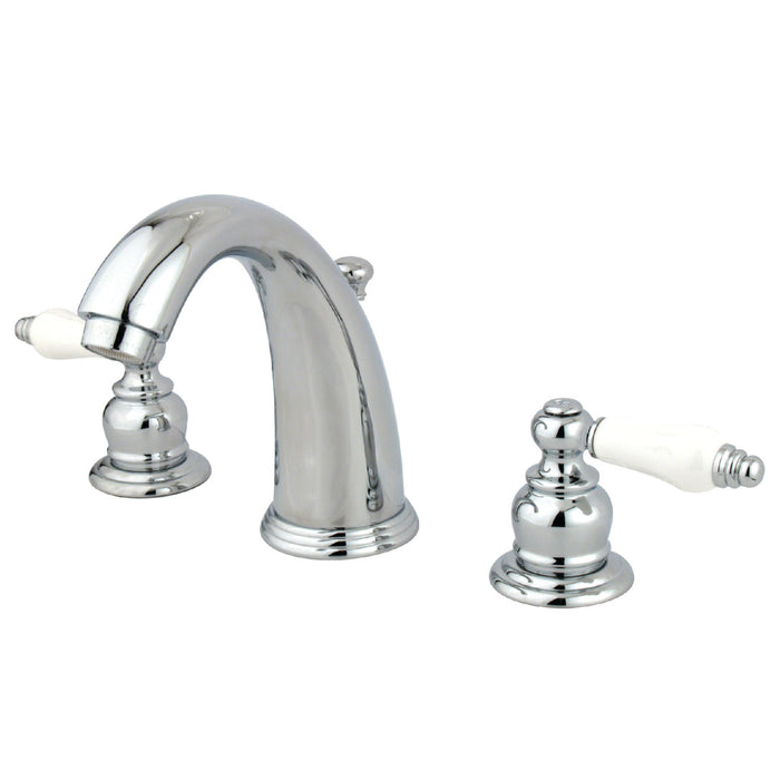 English Country GKB981PL Two-Handle 3-Hole Deck Mount Widespread Bathroom Faucet with Plastic Pop-Up, Polished Chrome