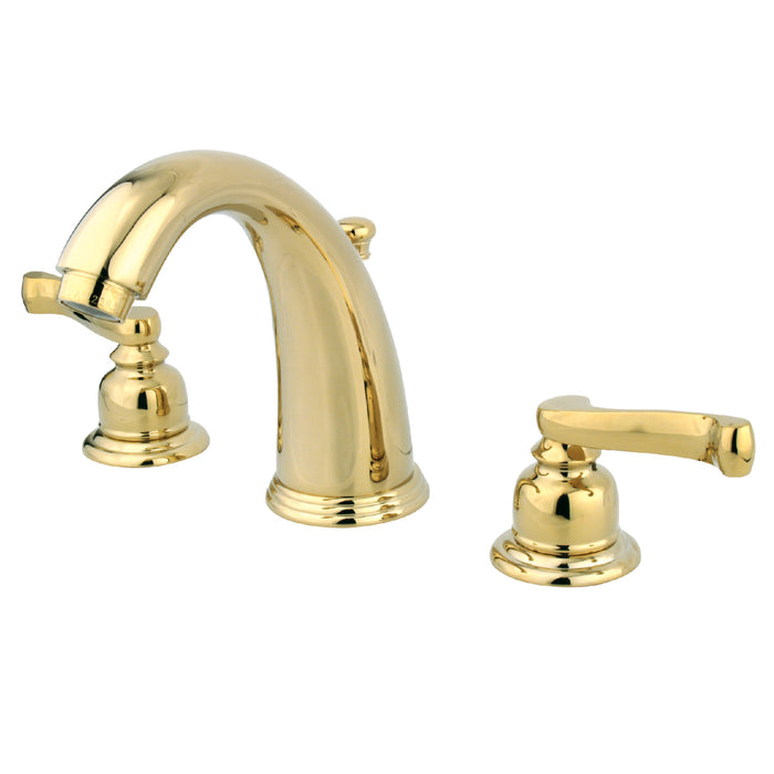 Royale GKB982FL Two-Handle 3-Hole Deck Mount Widespread Bathroom Faucet with Plastic Pop-Up, Polished Brass