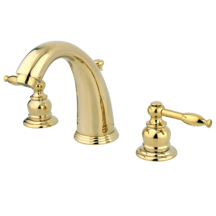 Knight GKB982KL Two-Handle 3-Hole Deck Mount Widespread Bathroom Faucet with Plastic Pop-Up, Polished Brass