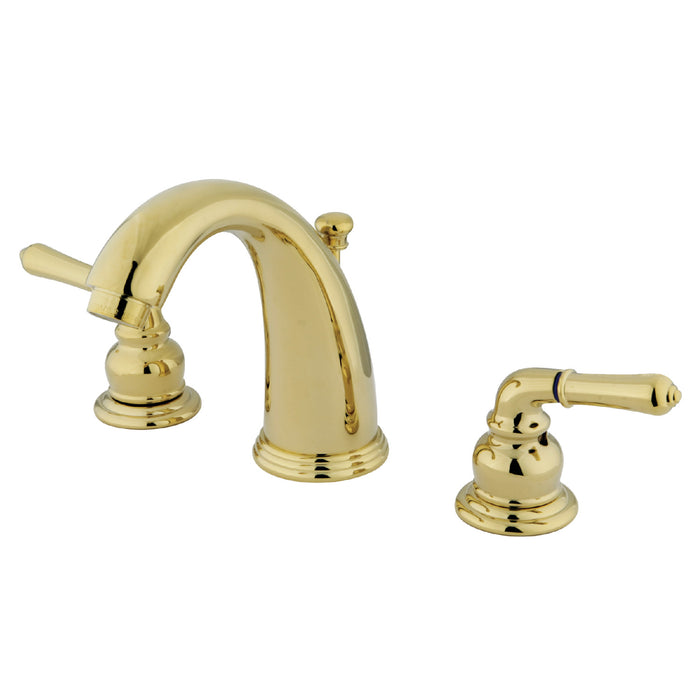 Kingston Tulare GKB982 - Magellan Two-Handle 3-Hole Deck Mount Widespread Bathroom Faucet with Pop-Up Drain, Polished Brass