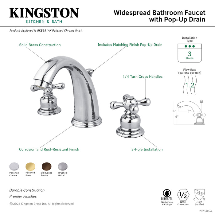Victorian GKB985AX Two-Handle 3-Hole Deck Mount Widespread Bathroom Faucet with Plastic Pop-Up, Oil Rubbed Bronze