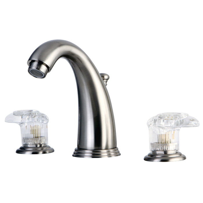 Victorian GKB988ALL Two-Handle 3-Hole Deck Mount Widespread Bathroom Faucet with Plastic Pop-Up, Brushed Nickel