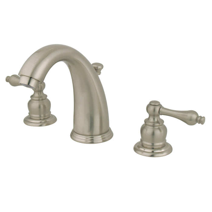 Victorian GKB988AL Two-Handle 3-Hole Deck Mount Widespread Bathroom Faucet with Plastic Pop-Up, Brushed Nickel