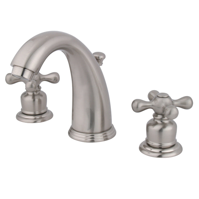 Kingston Heirloom GKB988AX - Victorian Two-Handle 3-Hole Deck Mount Widespread Bathroom Faucet with Pop-Up Drain, Brushed Nickel