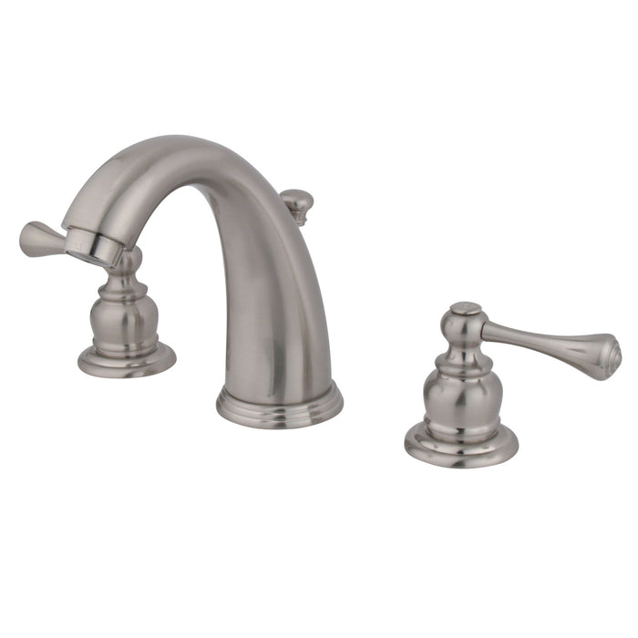 Vintage GKB988BL Two-Handle 3-Hole Deck Mount Widespread Bathroom Faucet with Plastic Pop-Up, Brushed Nickel