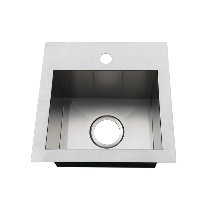 Uptowne GKDS151581 15-Inch Stainless Steel Self-Rimming Single Bowl Dual Mount Kitchen Sink, Brushed