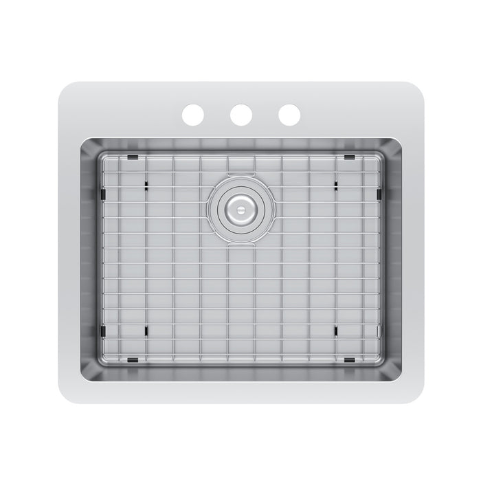 Kingston Sona GKDS252293 - Calgary 25-Inch Stainless Steel Single Bowl Dual Mount Kitchen Sink with Drain, Brushed