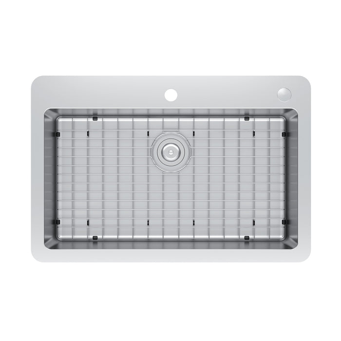 Kingston Sona GKDS332292H - Calgary 33-Inch Stainless Steel Single Bowl Dual Mount Kitchen Sink with Drain, Brushed