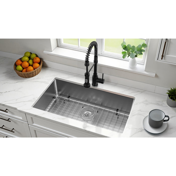 Kingston Sona GKDS332292H - Calgary 33-Inch Stainless Steel Single Bowl Dual Mount Kitchen Sink with Drain, Brushed