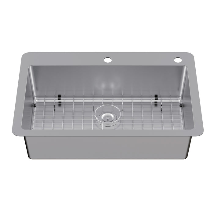 Kingston Sona GKDS332292H - Calgary 33-Inch Stainless Steel Single Bowl Dual Mount Kitchen Sink with Drain, Brushed