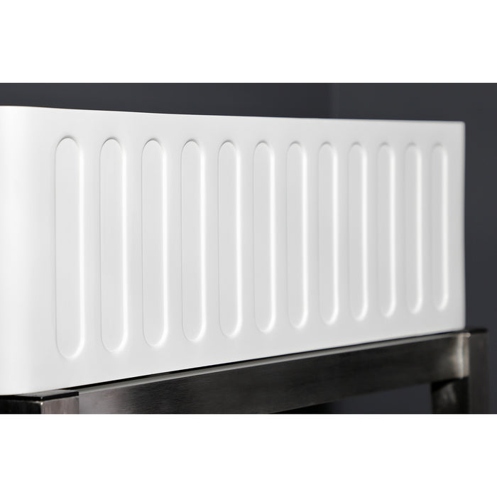 Kingston Arcticstone GKFA331810RM 33-Inch Solid Surface White Stone Apron-Front Single Bowl Farmhouse Kitchen Sink with Strainer, Matte White