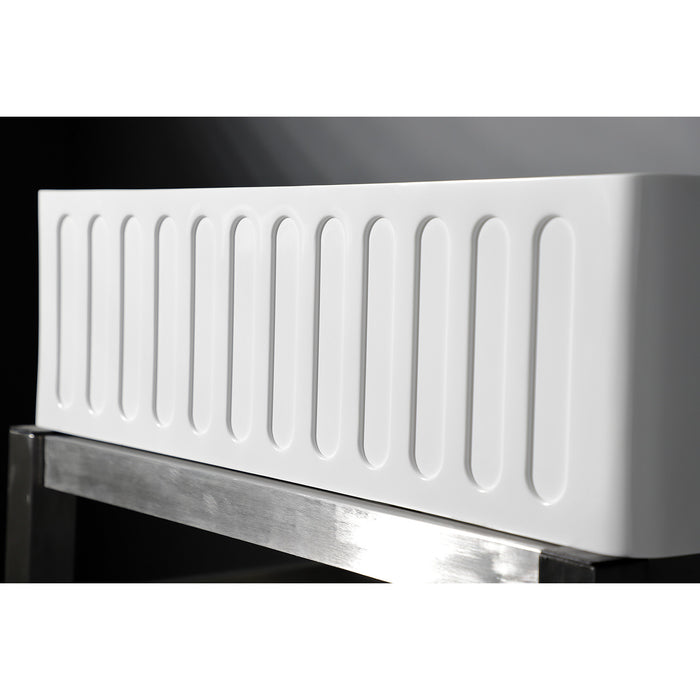 Kingston Arcticstone GKFA331810RM 33-Inch Solid Surface White Stone Apron-Front Single Bowl Farmhouse Kitchen Sink with Strainer, Matte White
