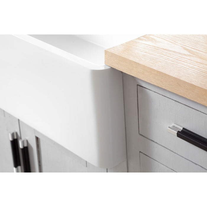 Kingston Tulare GKFA361810BC - Arcticstone 36-Inch Solid Surface White Stone Apron-Front Single Bowl Farmhouse Kitchen Sink with Strainer, Matte White