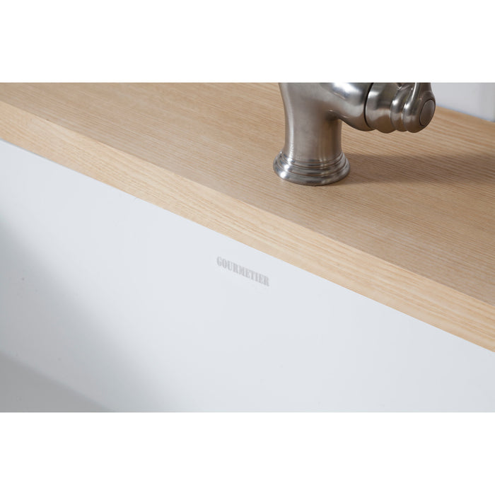 Kingston Tulare GKFA361810BC - Arcticstone 36-Inch Solid Surface White Stone Apron-Front Single Bowl Farmhouse Kitchen Sink with Strainer, Matte White