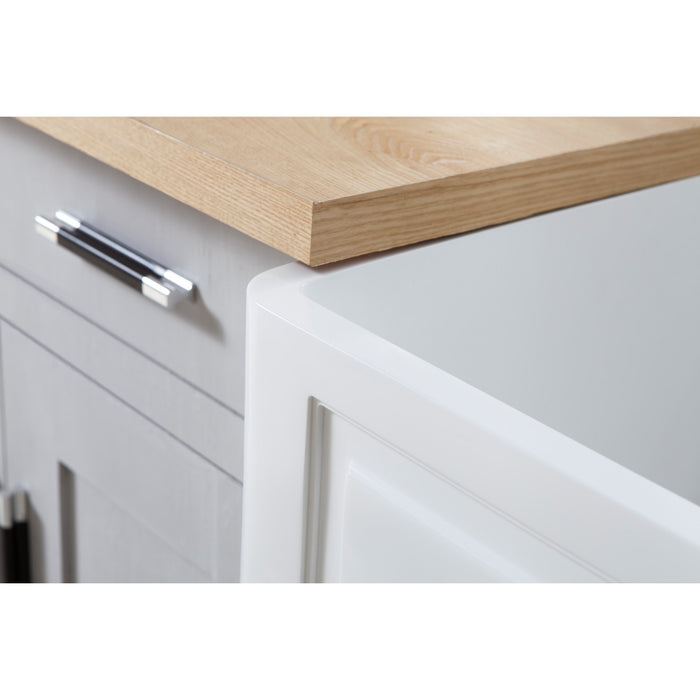 Kingston Arcticstone GKFA361810LD 36-Inch Solid Surface White Stone Apron-Front Single Bowl Farmhouse Kitchen Sink with Strainer, Matte White