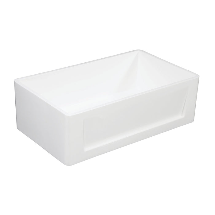 Kingston Arcticstone GKFA361810SQ 36-Inch Solid Surface White Stone Apron-Front Single Bowl Farmhouse Kitchen Sink with Strainer, Matte White