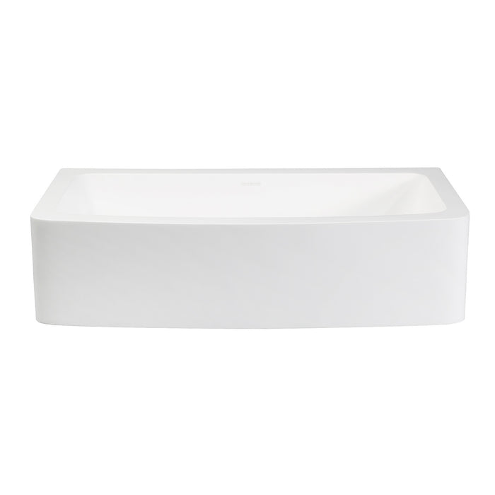 Kingston Tulare GKFA36229 - Arcticstone 36-Inch Solid Surface White Stone Apron-Front Single Bowl Farmhouse Kitchen Sink with Strainer, Matte White