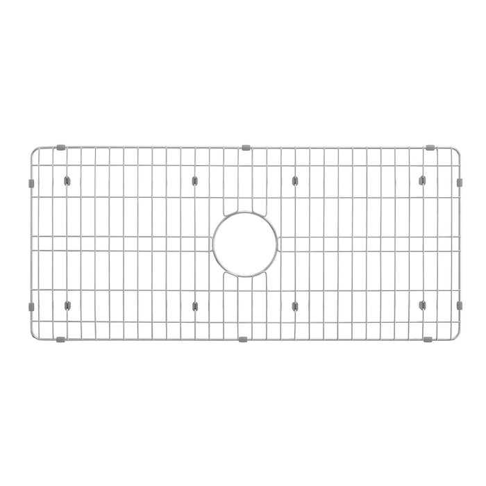 Miranda GKKA36229 36-Inch Solid Surface White Stone Apron-Front Single Bowl Farmhouse Kitchen Sink with 6-Piece Kitchen Accessory Set, Glossy White