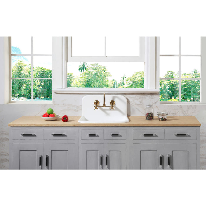 Kingston Heirloom GKTA2420198 - Arcticstone 24-Inch Solid Surface White Stone Single Bowl Top-Mount Kitchen Sink with Backsplash and Strainer, Matte White