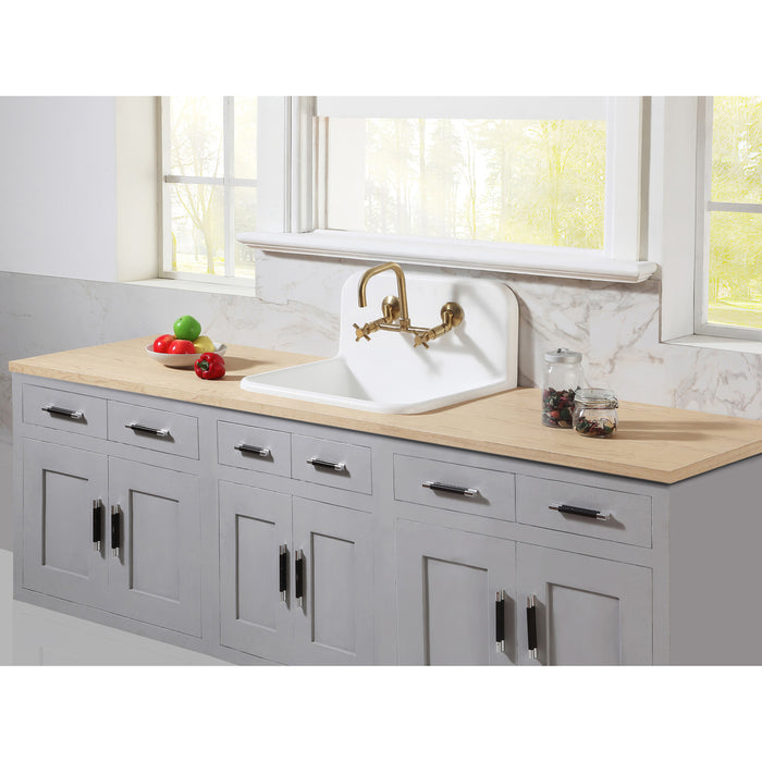 Kingston Heirloom GKTA2420198 - Arcticstone 24-Inch Solid Surface White Stone Single Bowl Top-Mount Kitchen Sink with Backsplash and Strainer, Matte White