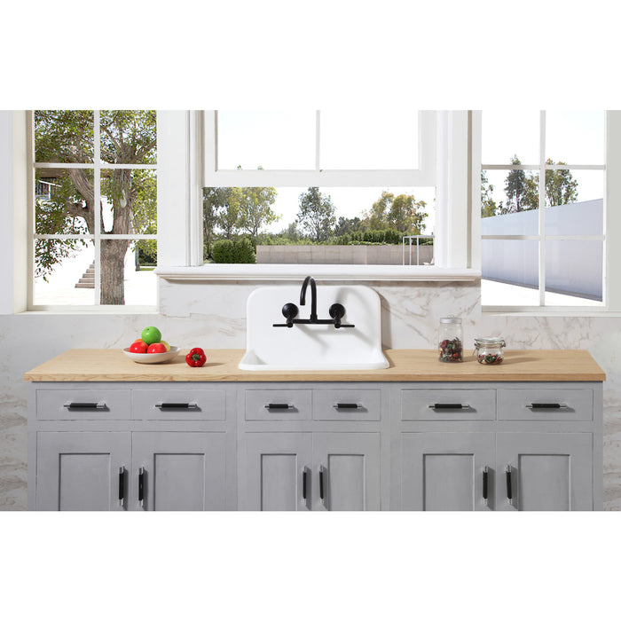 Kingston Heirloom GKTA2420198 - Arcticstone 24-Inch Solid Surface White Stone Single Bowl Top-Mount Kitchen Sink with Backsplash and Strainer, Matte White