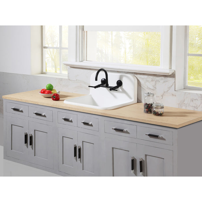 Kingston Heirloom GKTA2420198 - Arcticstone 24-Inch Solid Surface White Stone Single Bowl Top-Mount Kitchen Sink with Backsplash and Strainer, Matte White