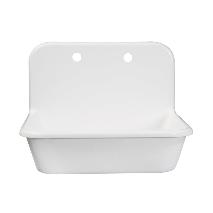 Kingston Heirloom GKTA242119 - Arcticstone 24-Inch Solid Surface White Stone Single Bowl Top-Mount Kitchen Sink with Backsplash and Strainer, Matte White