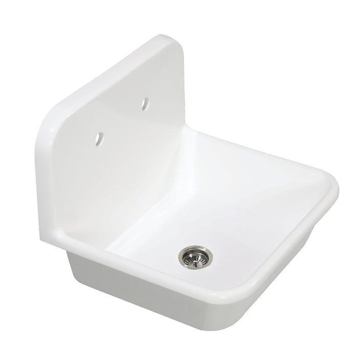 Kingston Heirloom GKTA242119 - Arcticstone 24-Inch Solid Surface White Stone Single Bowl Top-Mount Kitchen Sink with Backsplash and Strainer, Matte White